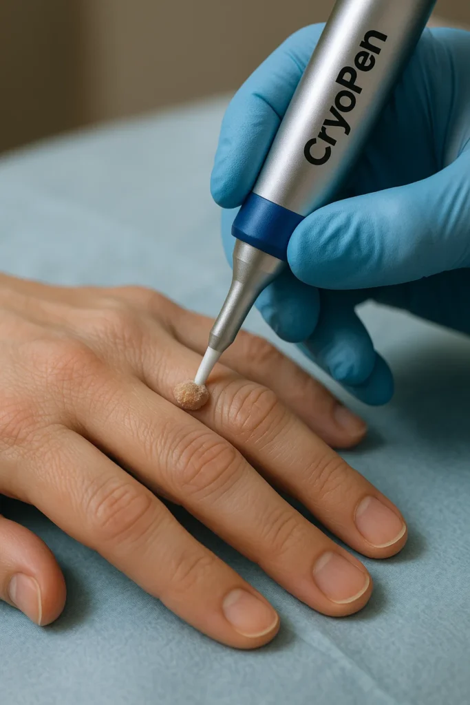 example of cryopen wart removal Bury treatment on a persons finger