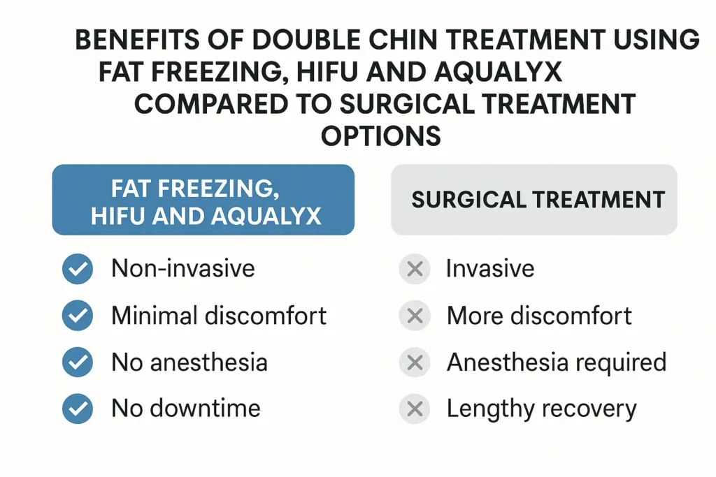 Graphic about the benefits of double chin treatment Bury - from LA LIPO