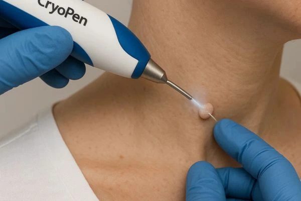 Person receiving Cryotherapy skin tag removal Bury